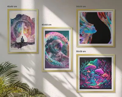 Dekorativní sada obrazů barevné ilustrace s fantasy uměním