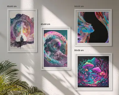 Dekorativní sada obrazů barevné ilustrace s fantasy uměním