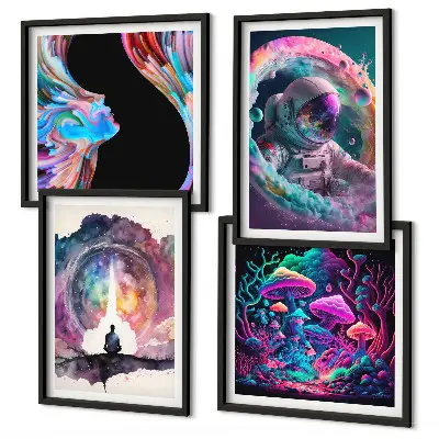 Dekorativní sada obrazů barevné ilustrace s fantasy uměním
