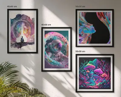 Dekorativní sada obrazů barevné ilustrace s fantasy uměním