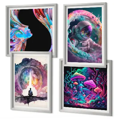 Dekorativní sada obrazů barevné ilustrace s fantasy uměním