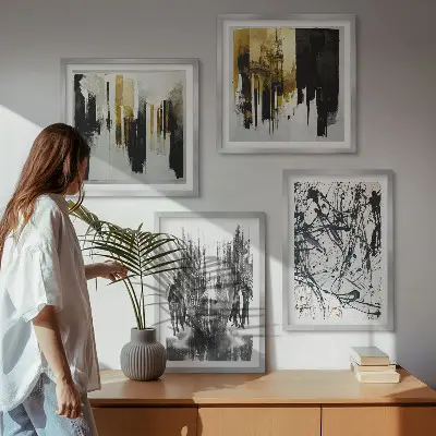 Sada moderních obrazů kontrastní abstraktní portréty