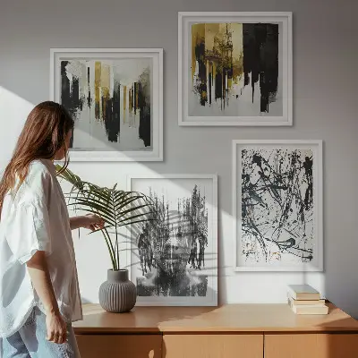 Sada moderních obrazů kontrastní abstraktní portréty