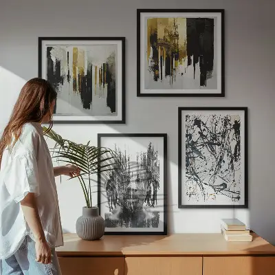 Sada moderních obrazů kontrastní abstraktní portréty