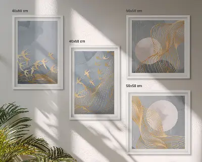 Moderní sada obrazů ptáci za letu na obloze s měsícem