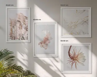 Dekorativní sada obrazů elegantní trávové květiny z mramoru