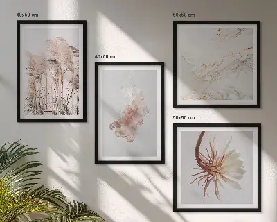 Dekorativní sada obrazů elegantní trávové květiny z mramoru