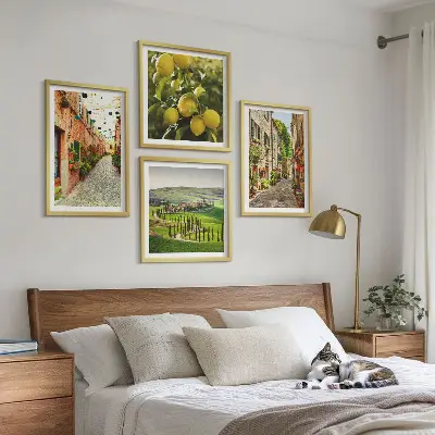 Dekorativní sada obrazů okouzlující uličky s květy citronu