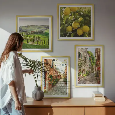 Dekorativní sada obrazů okouzlující uličky s květy citronu