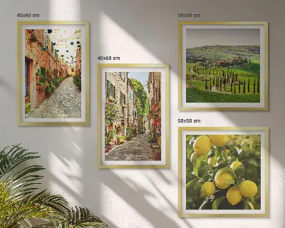 Dekorativní sada obrazů okouzlující uličky s květy citronu
