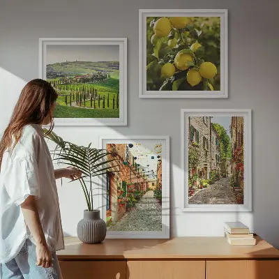 Dekorativní sada obrazů okouzlující uličky s květy citronu