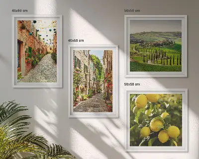 Dekorativní sada obrazů okouzlující uličky s květy citronu