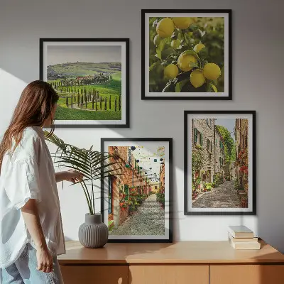 Dekorativní sada obrazů okouzlující uličky s květy citronu