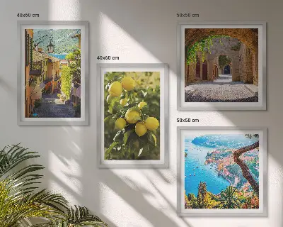Moderní sada obrazů přímořské ulice a moře citronů