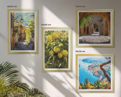 Moderní sada obrazů přímořské ulice a moře citronů