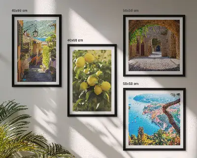 Moderní sada obrazů přímořské ulice a moře citronů
