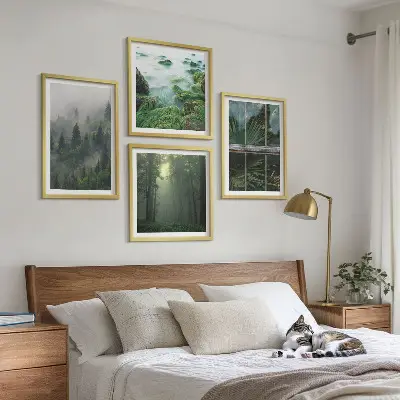 Moderní sada obrazů lesní mlha, řeka a skleníkové rostliny