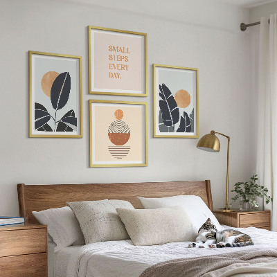 Dekorativní sada obrazů Rostlinné vzory, velká minimalistická slunce