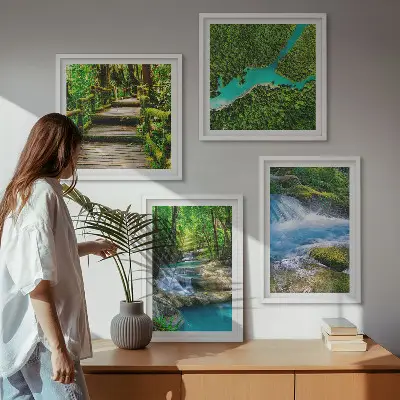Dekorativní sada obrazů zelené lesy a křišťálově čistá voda