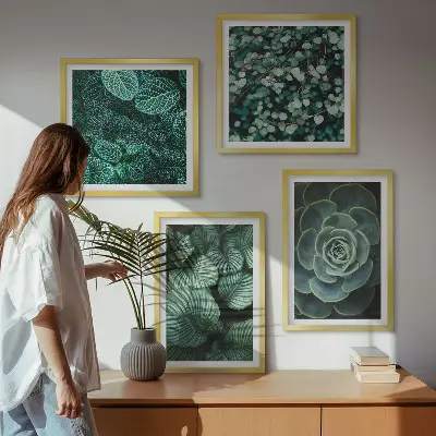 Sada obrazů Zelené listy sukulentů moderní provedení