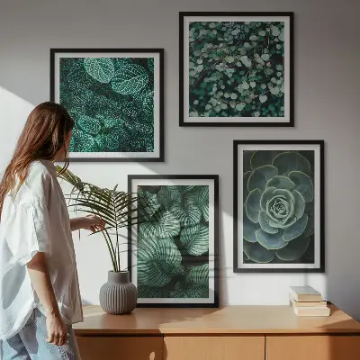 Sada obrazů Zelené listy sukulentů moderní provedení