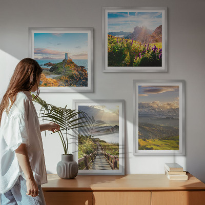 Moderní sada obrazů Horské květiny nebeská cesta