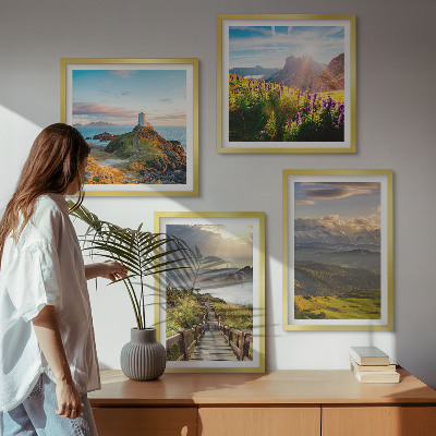 Moderní sada obrazů Horské květiny nebeská cesta