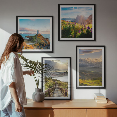Moderní sada obrazů Horské květiny nebeská cesta