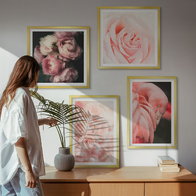 Dekorativní sada obrazů Pastelově růžoví plameňáci