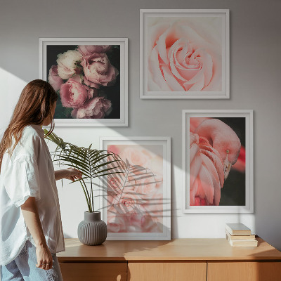 Dekorativní sada obrazů Pastelově růžoví plameňáci