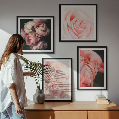 Dekorativní sada obrazů Pastelově růžoví plameňáci