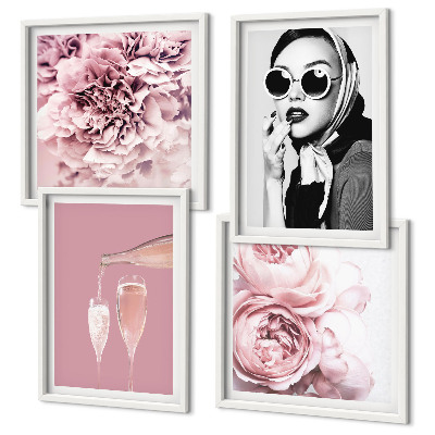 Dekorativní sada obrazů Květiny pivoňky růže elegance