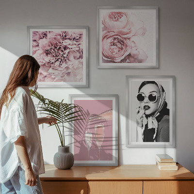 Dekorativní sada obrazů Květiny pivoňky růže elegance