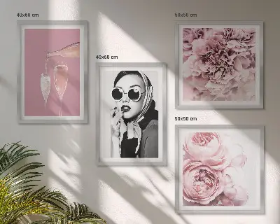 Dekorativní sada obrazů květiny s motivem pivoněk a růží v elegantním stylu