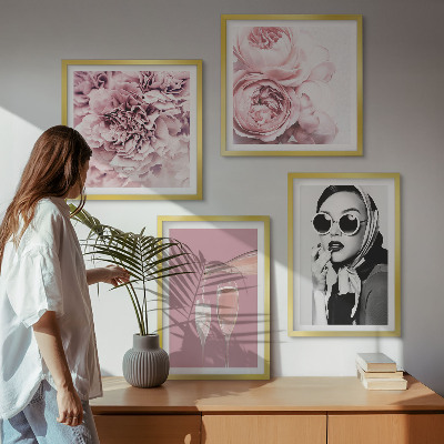 Dekorativní sada obrazů Květiny pivoňky růže elegance