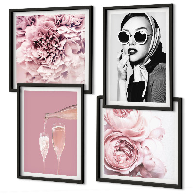 Dekorativní sada obrazů Květiny pivoňky růže elegance