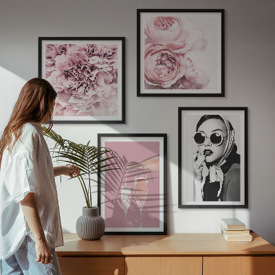 Dekorativní sada obrazů Květiny pivoňky růže elegance