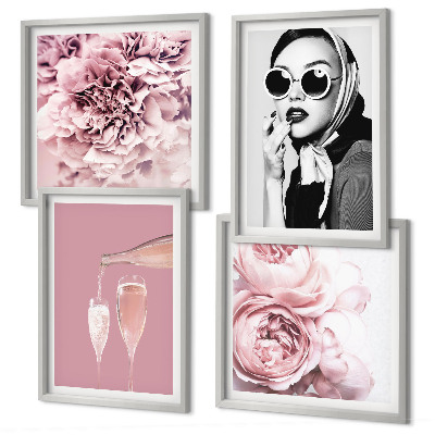 Dekorativní sada obrazů Květiny pivoňky růže elegance