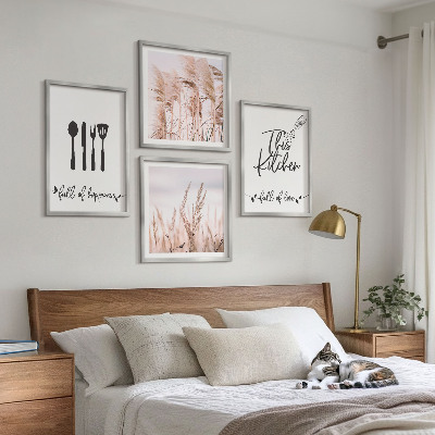 Moderní sada obrazů Kuchyňské boho trávové písmo