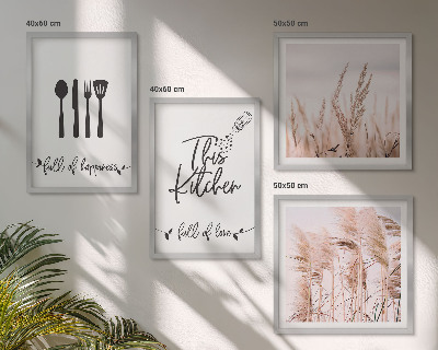 Moderní sada obrazů Kuchyňské boho trávové písmo