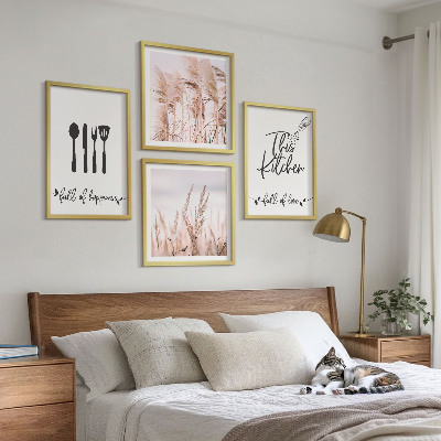 Moderní sada obrazů Kuchyňské boho trávové písmo