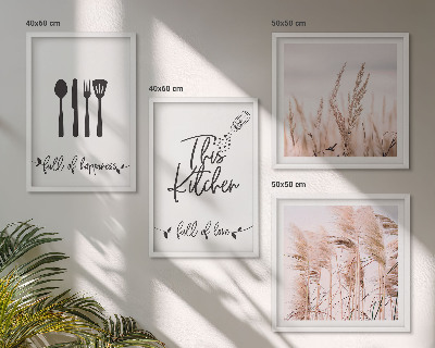 Moderní sada obrazů Kuchyňské boho trávové písmo