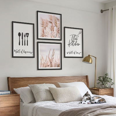 Moderní sada obrazů Kuchyňské boho trávové písmo