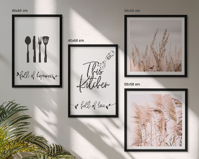 Moderní sada obrazů Kuchyňské boho trávové písmo