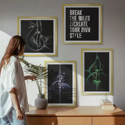 Sada abstraktních obrazů s černými vzory