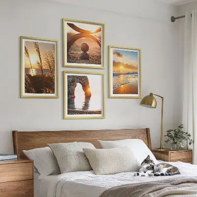 Dekorativní sada obrazů klidná krajina s pláží a sluncem