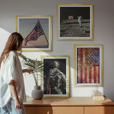 Moderní sada obrazů s motivem americké vlajky