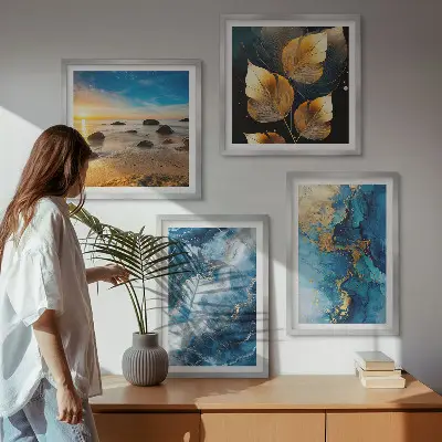 Moderní sada obrazů s motivem modrého zlata