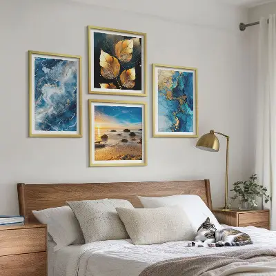 Moderní sada obrazů s motivem modrého zlata