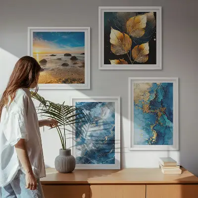 Moderní sada obrazů s motivem modrého zlata